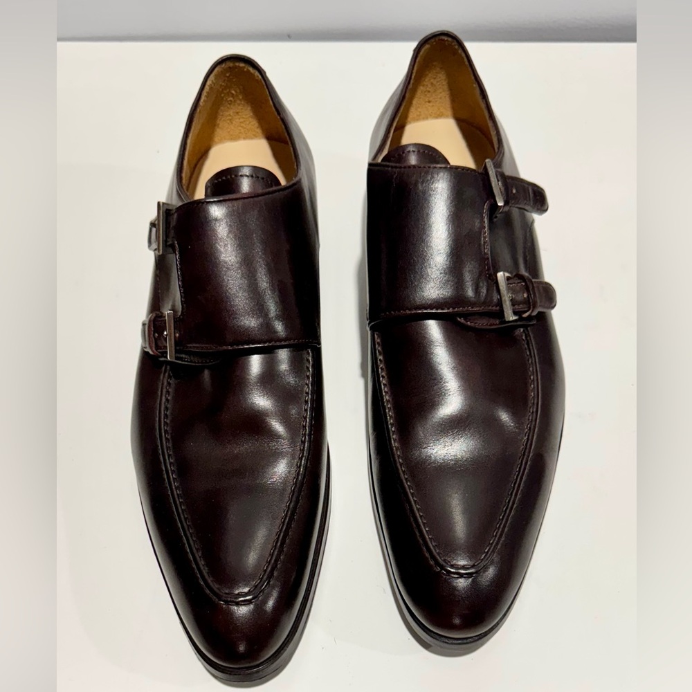 Saks Black Label deep Brown Leather double monk Oxfords with Polished Finish